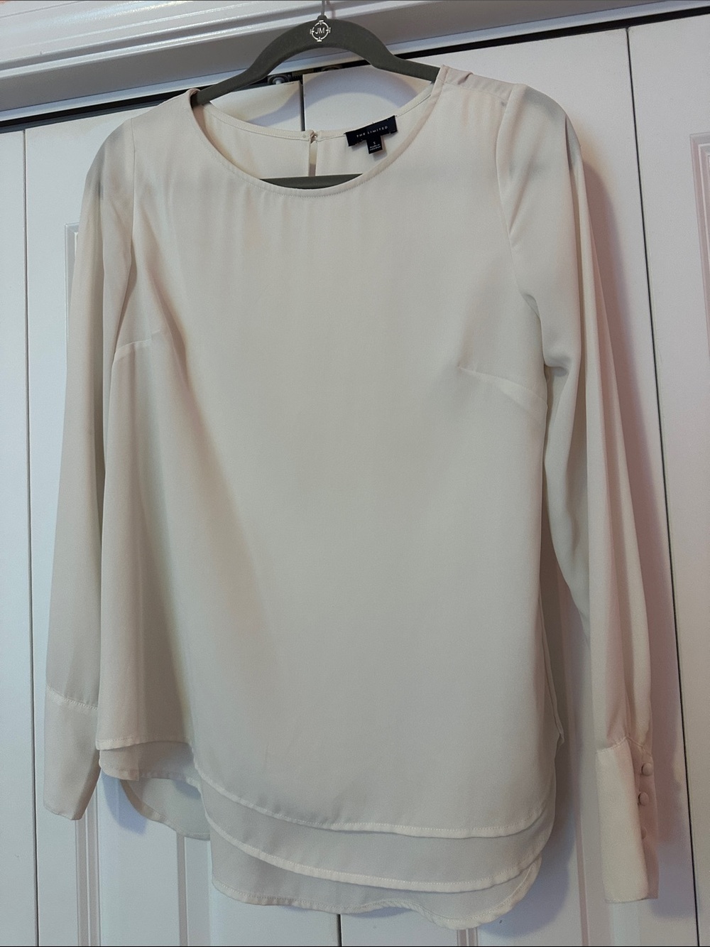 The Limited Cream Layered Chiffon Long-Sleeve Blouse